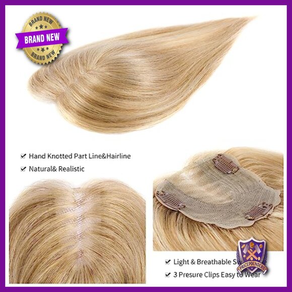 10 Inch Real Human Hair Topper for Thinning Hair, 360° Coverage